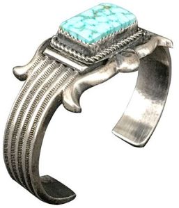 Sterling Silver Cuff With Turquoise For Girls And Women