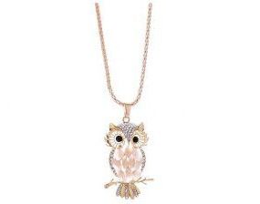 Women 18kt Yellow Gold Chain Owl Necklace