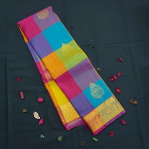 Traditional Palum Pazhamum Kattam Kanchipuram Silk Saree