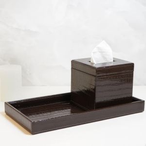 Bathroom Set With Tissue Holder Dark Brown