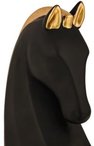 Black Gold Steed Horse Polyresin Figurine