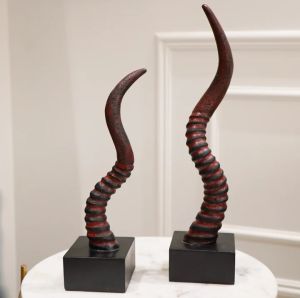 Textured Faux Horn Polyresin Figurine