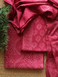 Pink Bagru Hand Block Printed Dress Material