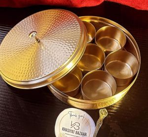 Brass Hammered Masala Box