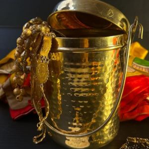 Brass Hammered Storage Box without Kalhai Set OF 3