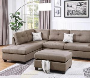 Fabric Malta Foam L Shape Sofa, Color : Black, Olive Green