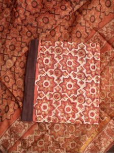 Bagru Ajrakh Hand Block Printed Dress Material WITH Kota Doria Dupatta