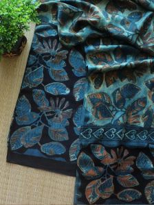 Indigo AND Black Jahota Hand Block Printed Modal Silk Dress Material