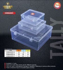 Tally Plain Transparent Plastic Box, Shape : Rectangle