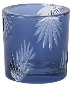 Decorative Blue Glass T-Light Holder