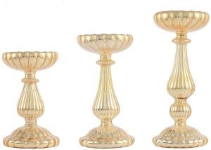 Decorative Glass Pillar Candle Holder, Color : Golden
