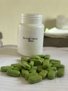 Organic Moringa Tablets 500mg, Color : Green, Form : Solid