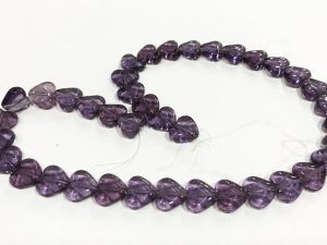 Purple Transparent Heart Pressed Glass Beads