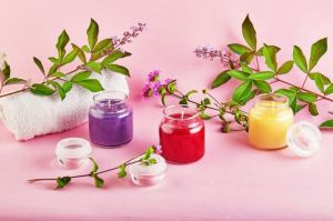 Wax Scented Glass Jar Candles, Color : Multicolor