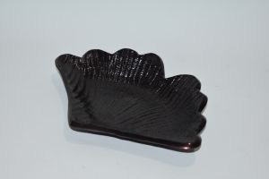 Black Textured Leaf Shaped Platter