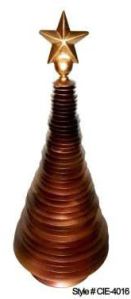 Bronze Metal Layered Christmas Tree Sculpture with Star Topper
