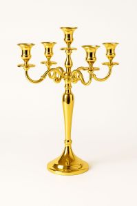Classic 5 Arm Polished Golden Candelabra
