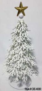 Frosted White Tabletop Christmas Tree with Gold Star Topper