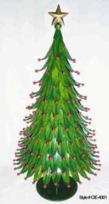 Green Metal Christmas Tree with Berries