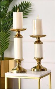 Modern Two Tone Pillar Candle Holder Set OF 2 Pcs