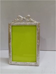Ornate Silver Rectangular Photo Frame with Ribbon Detail