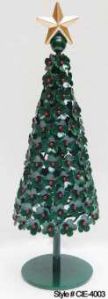 Tiered Golden Metal Christmas Tree Sculpture with Star Topper