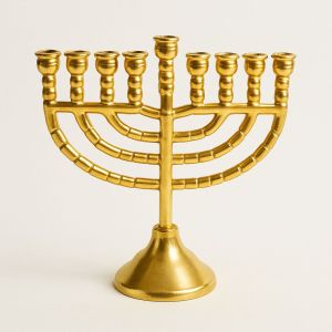 Traditional Golden Aluminum Menorah