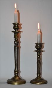 Traditional Ribbed Taper Candle Holder Set OF 2 Pcs
