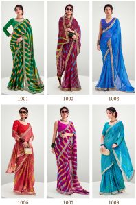 Georgette Printed Unstitched Lehariya Saree Festival Wear