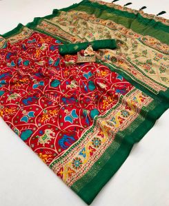 Unstitched Pashmina Silk Saree Party Wear, Technics : Machine Made