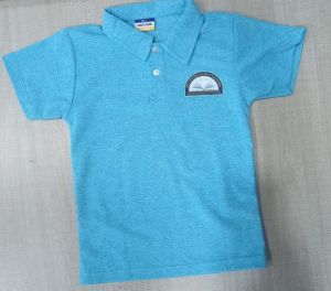 Poly Cotton Half Sleeve Sky Blue School Uniform T Shirt