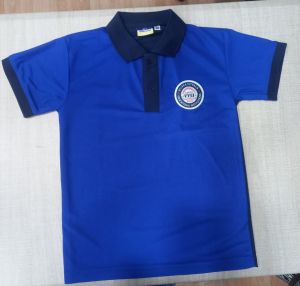 Poly Cotton Polo Neck Blue School Uniform T Shirt
