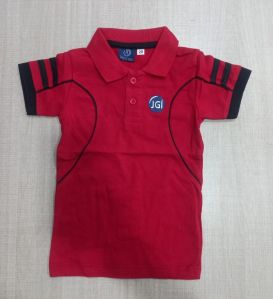 Poly Cotton Red School Uniform T Shirt