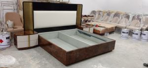 Polished Brown King Size Wooden Bed, Shape : Rectangular for Sleeping