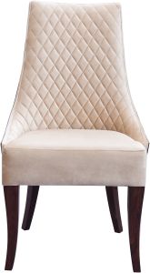 Polished Creamy Metal Frame Padded Dining Chair