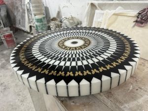 Printed Round Wooden Center Table