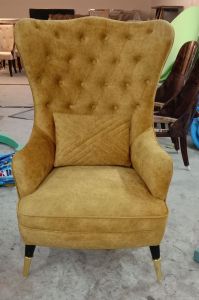 Yellow Wooden Modern Single Seater Sofa Chair