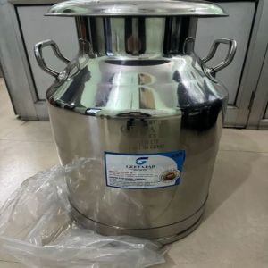 Plain Polished Stainless Steel Milk Cans, Color : Grey Standard