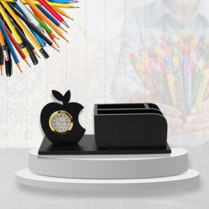 Polished Plain Wooden Desktop Pen Stand, Color : Black for Offices