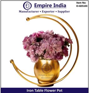 Designer Golden Finish Iron Table Flower POT