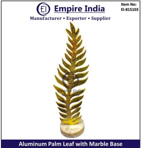 Marble Base Gold Aluminum Palm Leaf Table Decor
