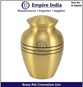 Empire India Non Coated Brasss Polished Brass PET Cremation Urn