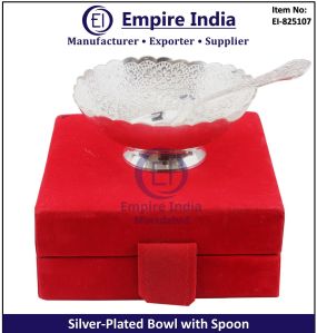 Silver-Plated Bowl with Spoon in Velvet Box