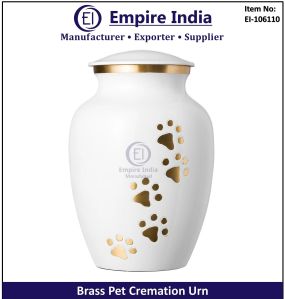 White Gold Brass PET Cremation Urn