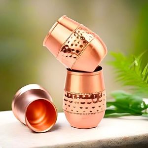 250 Ml Hammered Copper Tumbler for Drinking Beverages