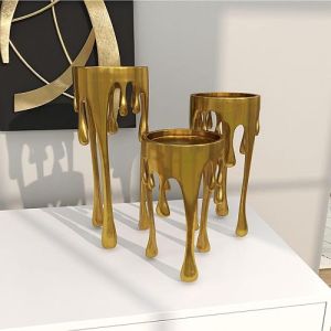 Aluminium Pillar Candle Holder with Dripping Melting Designed