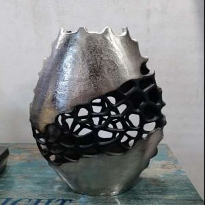 Black and Silver Decorative Aluminium Flower Vase