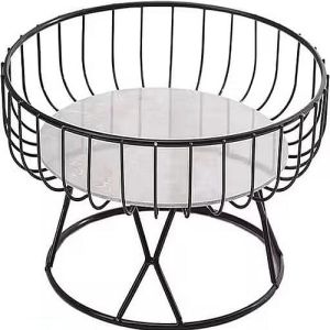 Color Coated Black Metal Wire Fruit Basket, Shape : Round