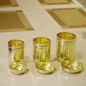 Brass Hammered Small Canister Set, Color : Golden for Storage