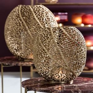 Golden Aluminium Coral Barrel Vase